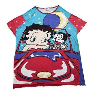 VTG 90s Betty Boop Intimates AOP You Drive Me Crazy T Night Shirt L XL
